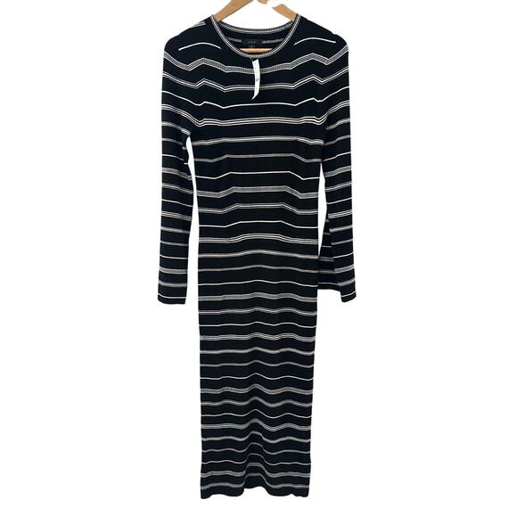 J. Crew Knit Ribbed Bodycon Sweater Midi Dress Mixed Striped Size Small - Picture 4 of 12